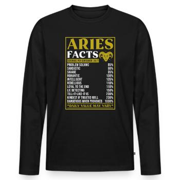 Widder Sternzeichen Geschenk Fakten - Männer Premium Bio Langarmshirt - Schwarz - Vorne - Nico (187cm)