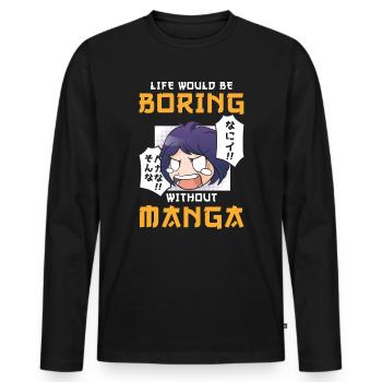Manga Life serait ennuyeux sans Manga - T-shirt manches longues Premium bio Homme - noir - Devant - Nico (187cm)