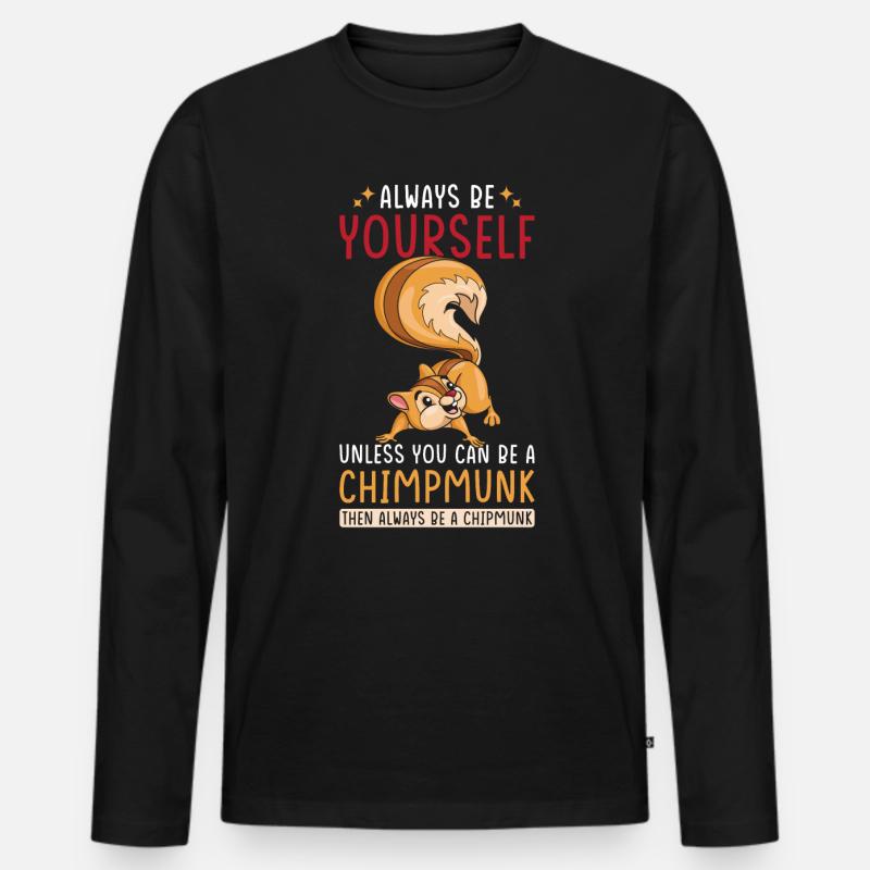 Streifenhörnchen - Männer Premium Bio Langarmshirt - Schwarz
