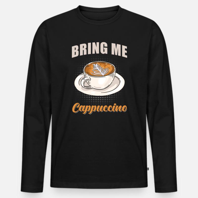 Cappuccino - Männer Premium Bio Langarmshirt - Schwarz