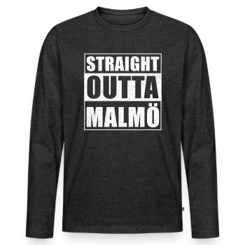 Straight outta Malmö - Men's Premium Organic Long Sleeve Shirt - heather anthracite - Front - Nico (187cm)