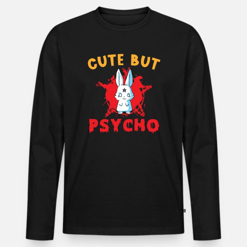 Cute but Psycho Hase Goth - Männer Premium Bio Langarmshirt - Schwarz