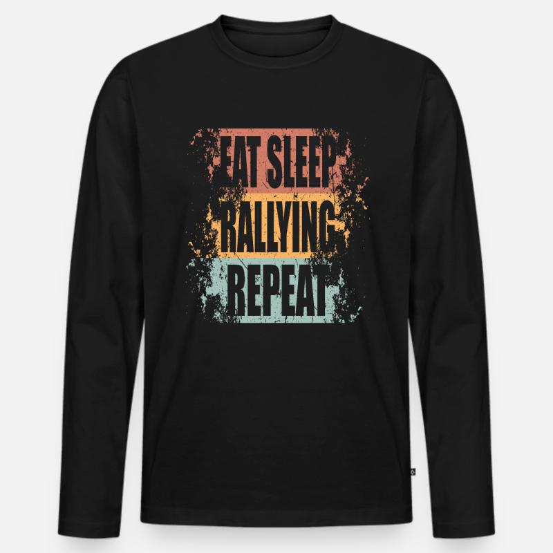 Rallye Eat Sleep Repeat - Männer Premium Bio Langarmshirt - Schwarz
