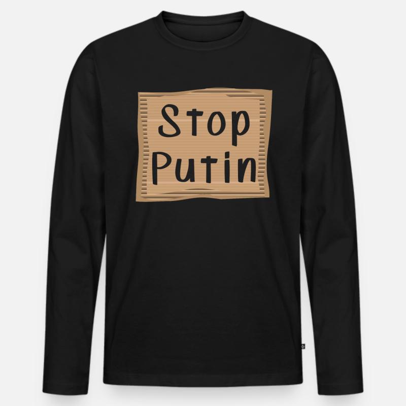 Stop Putin - Männer Premium Bio Langarmshirt - Schwarz