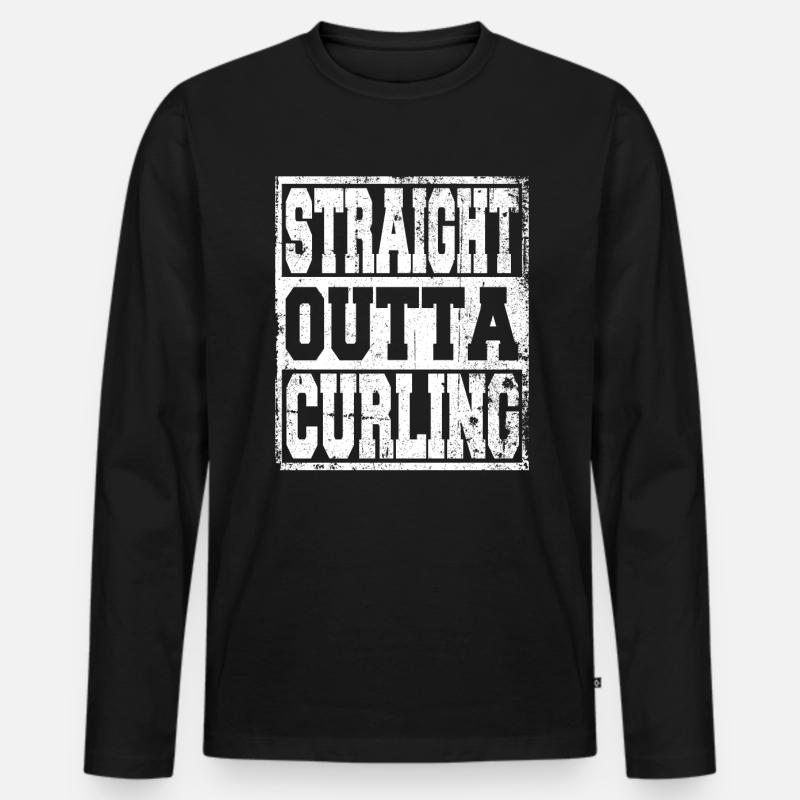 Curling Spruch lustig - Männer Premium Bio Langarmshirt - Schwarz
