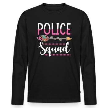 groupe de policières - T-shirt manches longues Premium bio Homme - noir - Devant - Nico (187cm)