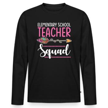 groupe d'enseignants du primaire - T-shirt manches longues Premium bio Homme - noir - Devant - Nico (187cm)
