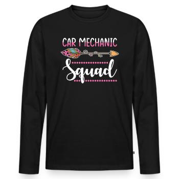 Groupe de mécaniciens automobiles - T-shirt manches longues Premium bio Homme - noir - Devant - Nico (187cm)
