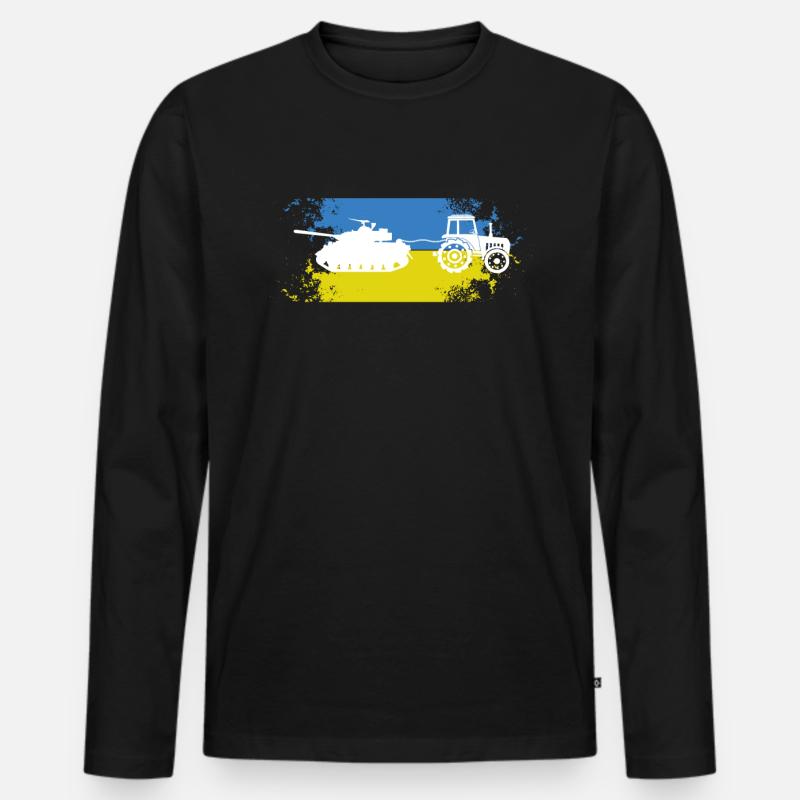 Traktor Panzer Ukraine Meme - Männer Premium Bio Langarmshirt - Schwarz