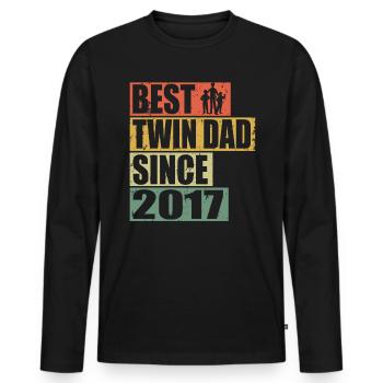 Twins Father Twin Father since 2017 - Men's Premium Organic Long Sleeve Shirt - black - Front - Nico (187cm)
