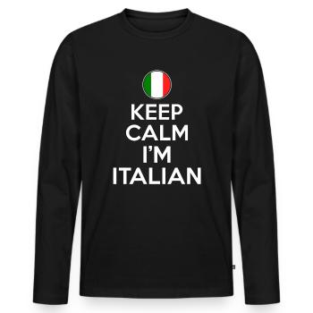 Keep calm im italian - Männer Premium Bio Langarmshirt - Schwarz - Vorne - Nico (187cm)
