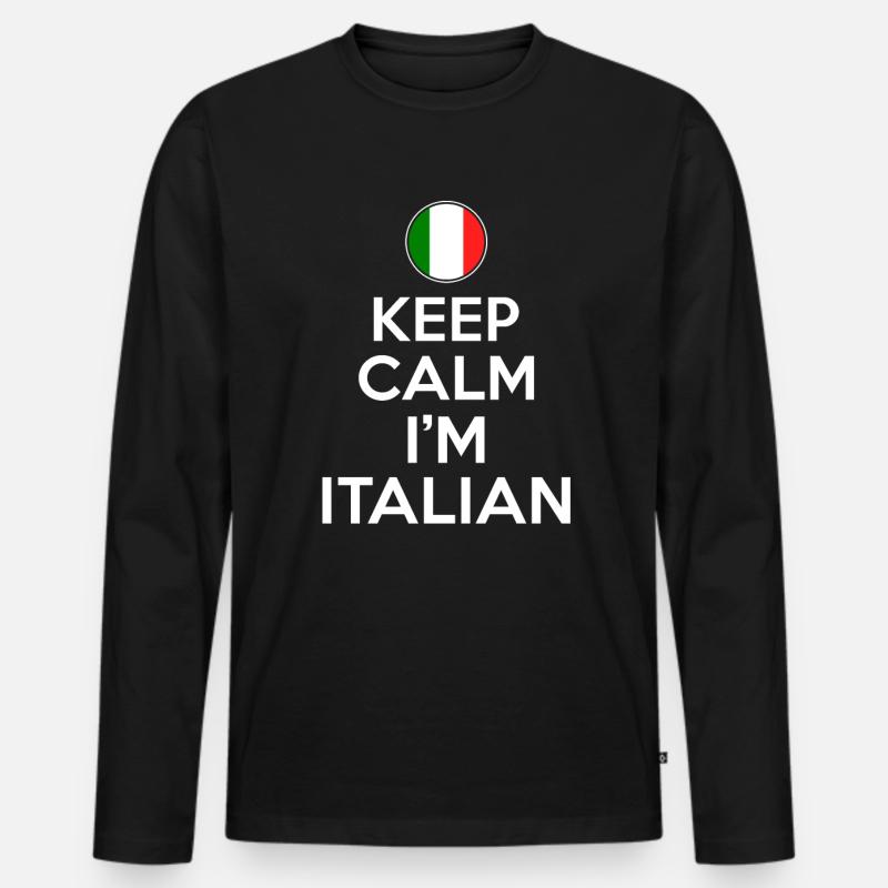 Keep calm im italian - Männer Premium Bio Langarmshirt - Schwarz