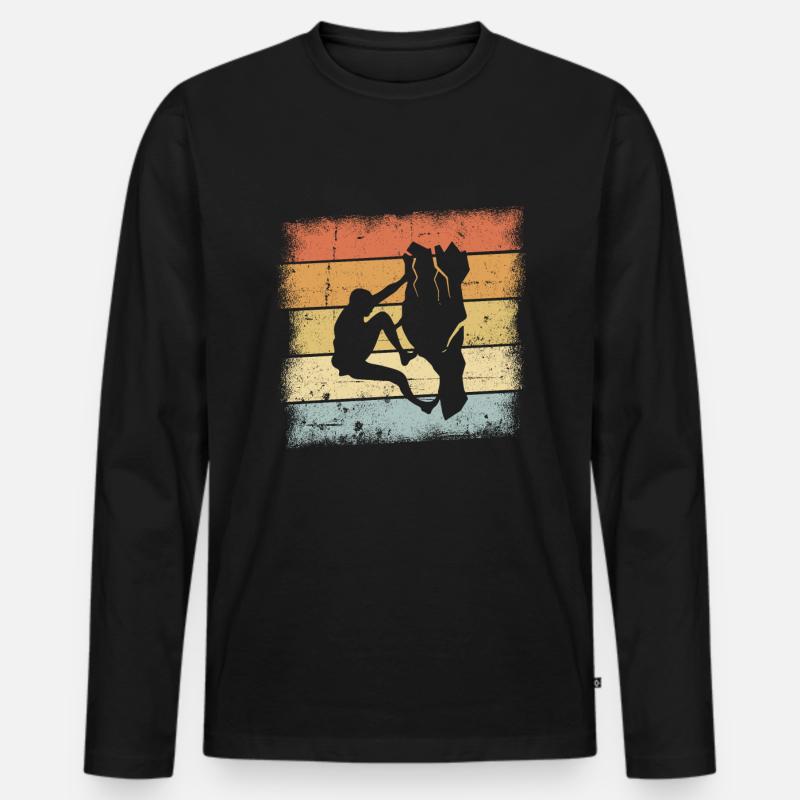 Bergsteigen Motiv - Männer Premium Bio Langarmshirt - Schwarz