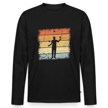 Jongleur Outfit - Männer Premium Bio Langarmshirt - Schwarz - Vorne - Nico (187cm)