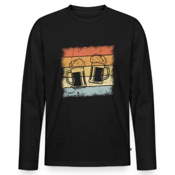 Bier Retro Design - Männer Premium Bio Langarmshirt - Schwarz - Vorne - Nico (187cm)