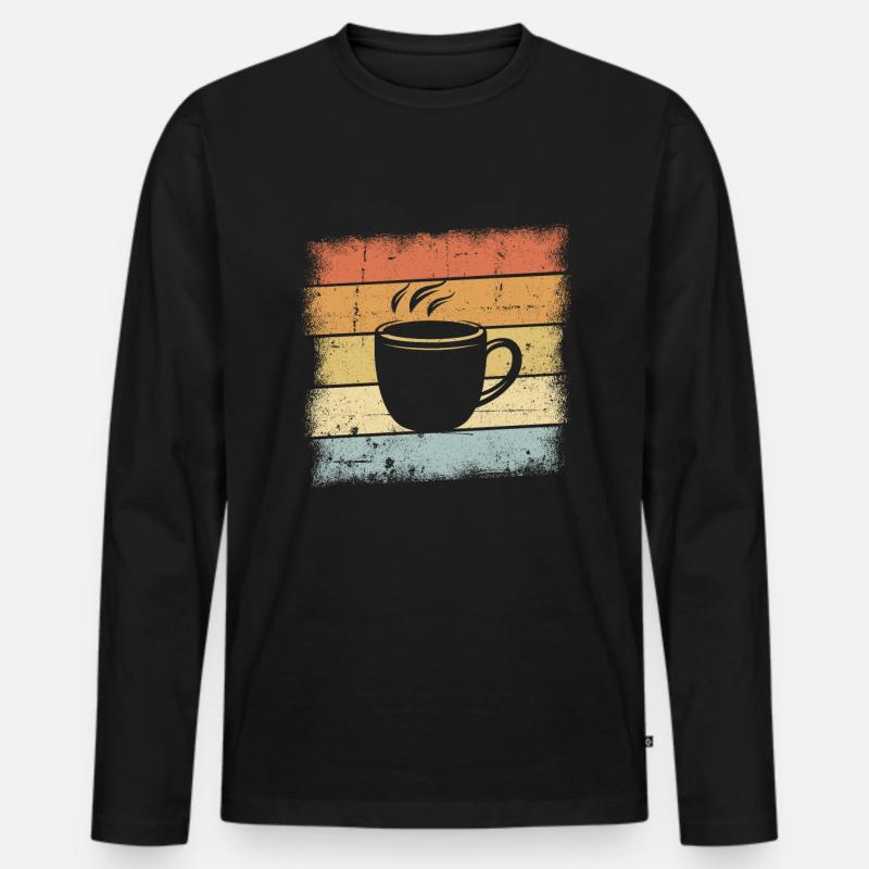 Kaffee Sunset - Männer Premium Bio Langarmshirt - Schwarz
