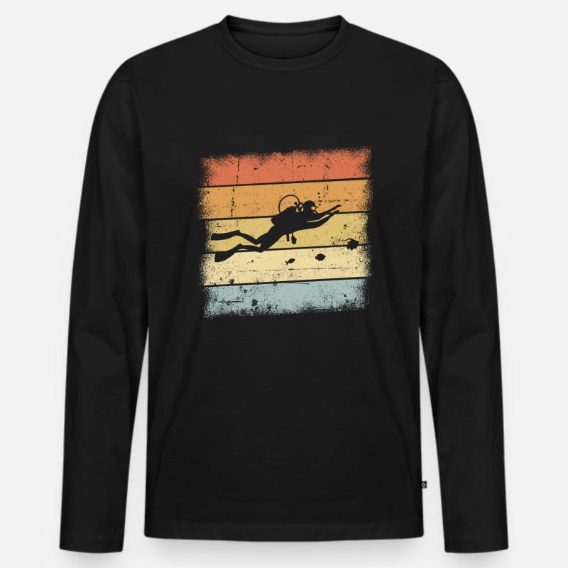 Tauchen Retro - Männer Premium Bio Langarmshirt - Schwarz