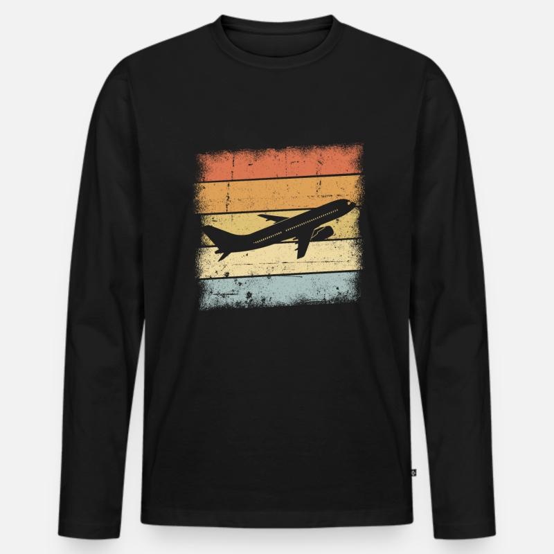 Pilot Geschenk - Männer Premium Bio Langarmshirt - Schwarz