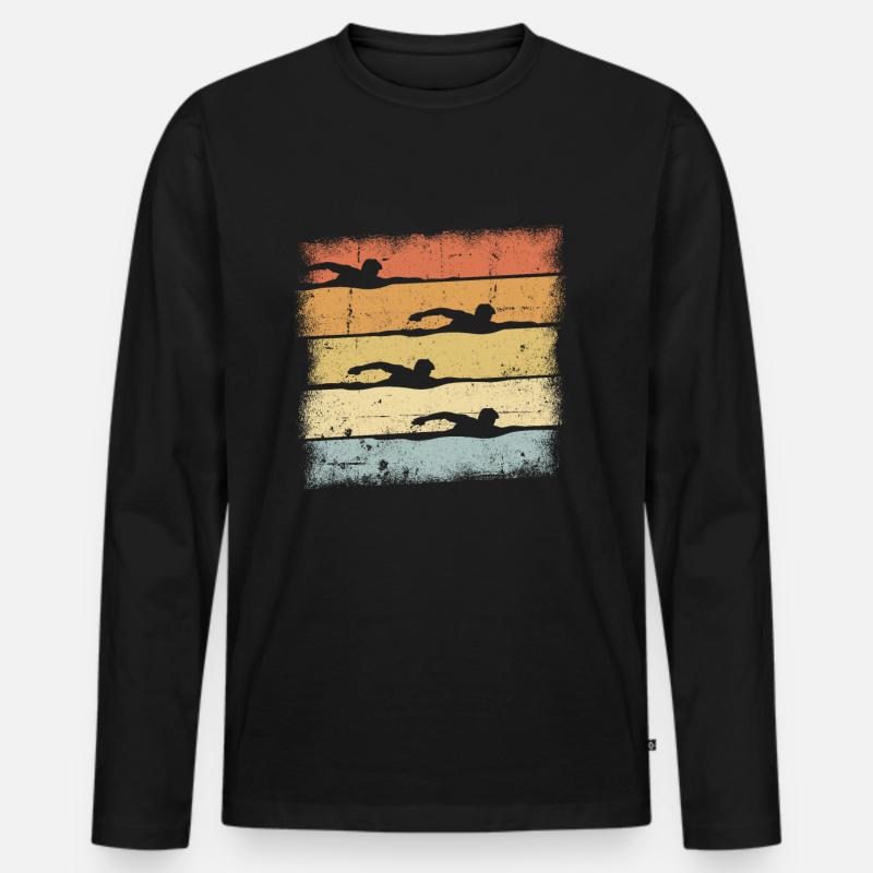 Schwimm - Männer Premium Bio Langarmshirt - Schwarz