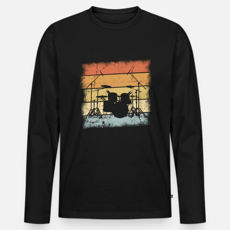 Drummer - Männer Premium Bio Langarmshirt - Schwarz