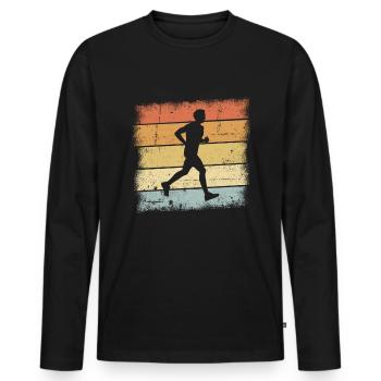 Joggen Sunset - Männer Premium Bio Langarmshirt - Schwarz - Vorne - Nico (187cm)