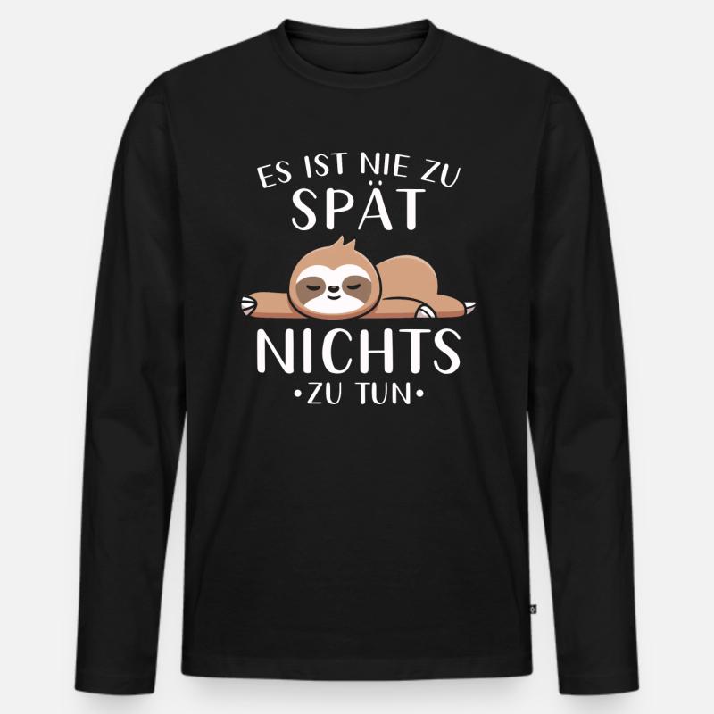 Faultier Geschenk Faultier Sprüche - Männer Premium Bio Langarmshirt - Schwarz