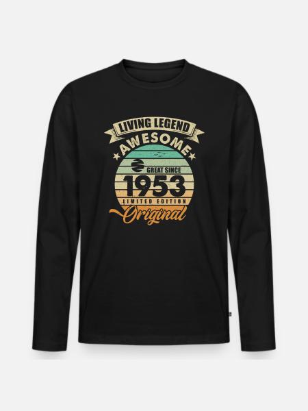 1953 Anniversaire - T-shirt manches longues Premium bio Homme - noir