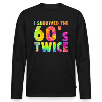 i survived the 60s twice - Männer Premium Bio Langarmshirt - Schwarz - Vorne - Nico (187cm)