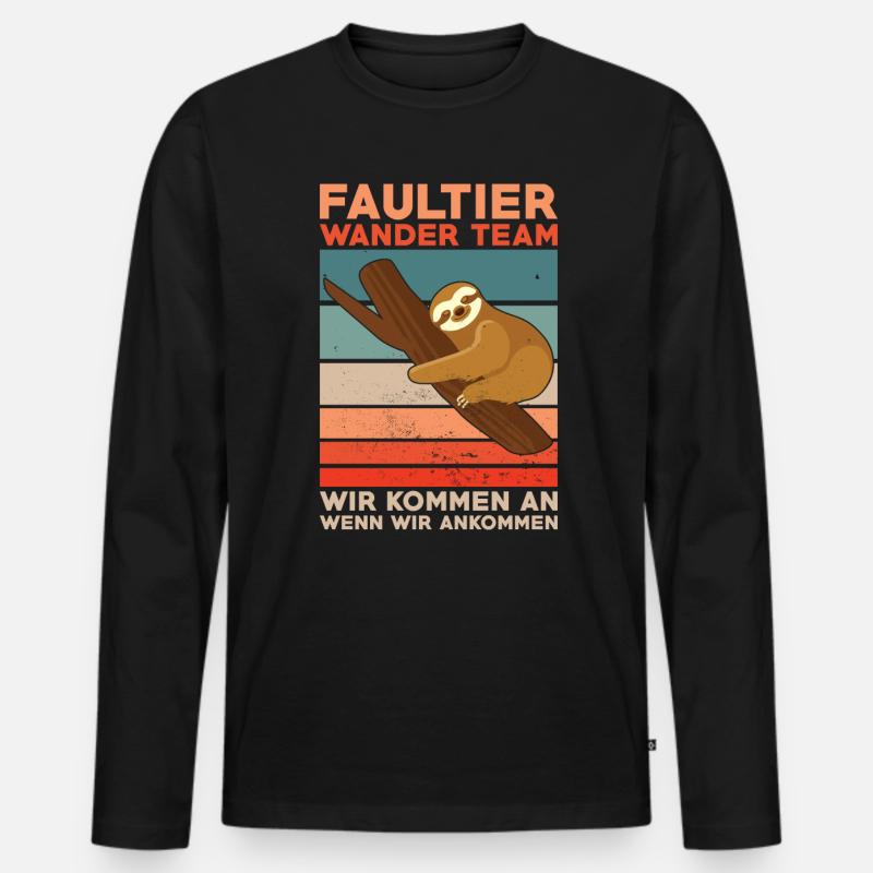 Faultier Wanderteam - Männer Premium Bio Langarmshirt - Schwarz