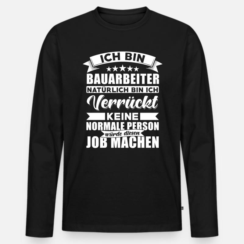 Bauarbeiter Baustelle - Männer Premium Bio Langarmshirt - Schwarz