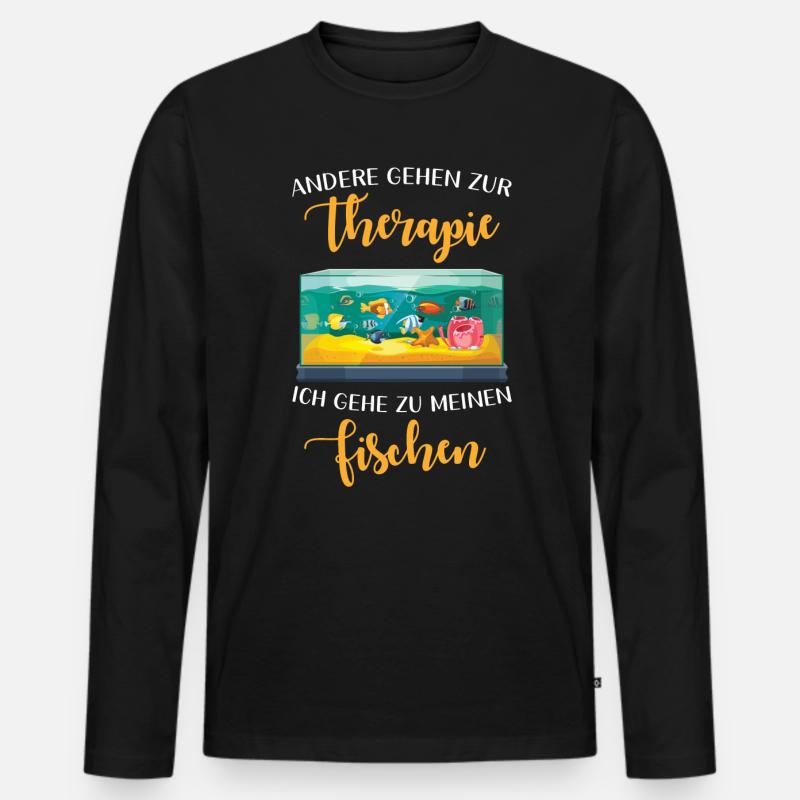 Fische Aquarium Spruch lustig - Männer Premium Bio Langarmshirt - Schwarz