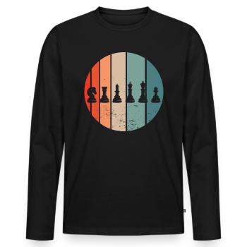 Pièces d’échecs Échecs Échecs - T-shirt manches longues Premium bio Homme - noir - Devant - Nico (187cm)