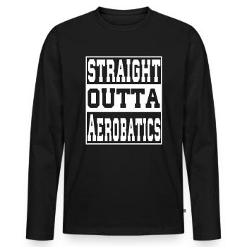 Voltige aérienne drôle - T-shirt manches longues Premium bio Homme - noir - Devant - Nico (187cm)