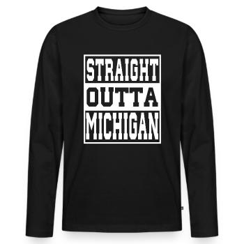 Michigan Saying Funny Michigan Gift - Men's Premium Organic Long Sleeve Shirt - black - Front - Nico (187cm)