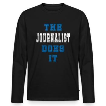 The Journalist does it Journalist Gift - Men's Premium Organic Long Sleeve Shirt - black - Front - Nico (187cm)
