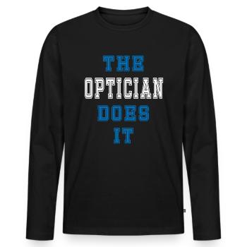 The Optician does it Optician Gift - Men's Premium Organic Long Sleeve Shirt - black - Front - Nico (187cm)