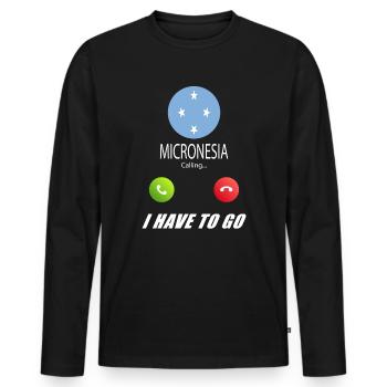 Mikronesien ruft an Lusiger Flaggen Spruch - Männer Premium Bio Langarmshirt - Schwarz - Vorne - Nico (187cm)
