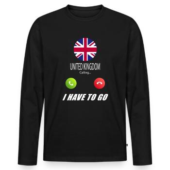 UK ruft an Lusiger Flaggen Spruch - Männer Premium Bio Langarmshirt - Schwarz - Vorne - Nico (187cm)