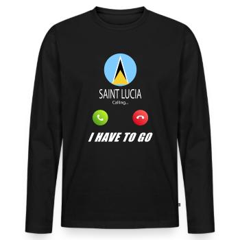 Saint Lucia calls on Lusiger flags saying - Men's Premium Organic Long Sleeve Shirt - black - Front - Nico (187cm)