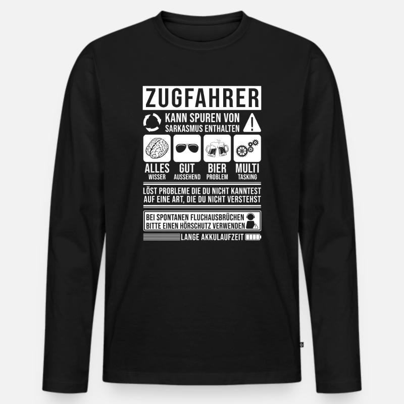 Zugfahrer Spruch lustig - Männer Premium Bio Langarmshirt - Schwarz