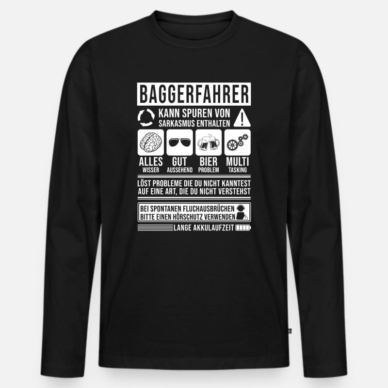 Baggerfahrer Spruch lustig - Männer Premium Bio Langarmshirt - Schwarz