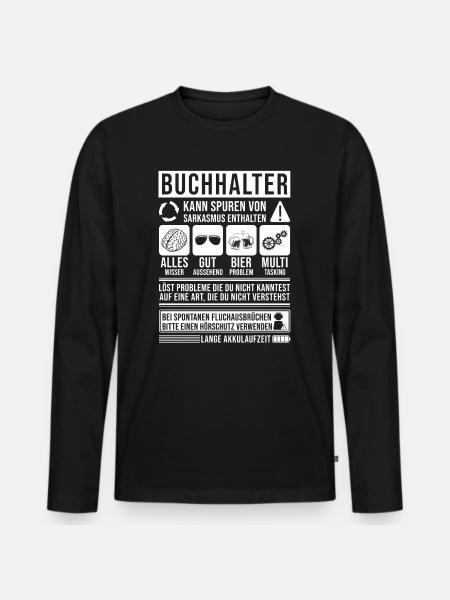 Buchhalter Spruch lustig - Männer Premium Bio Langarmshirt - Schwarz