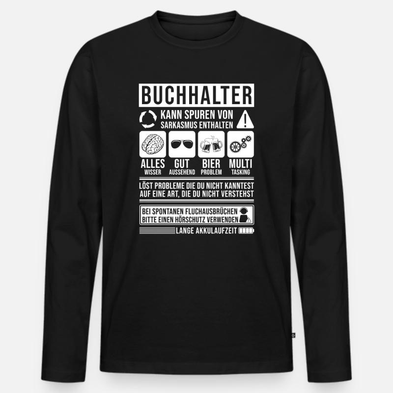 Buchhalter Spruch lustig - Männer Premium Bio Langarmshirt - Schwarz