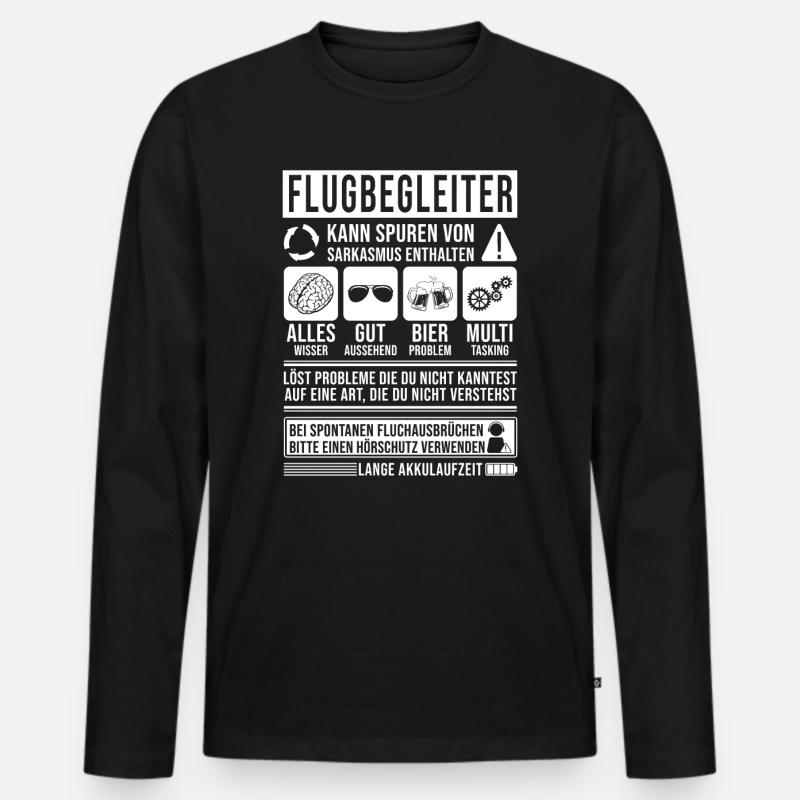 Flugbegleiter Spruch lustig - Männer Premium Bio Langarmshirt - Schwarz