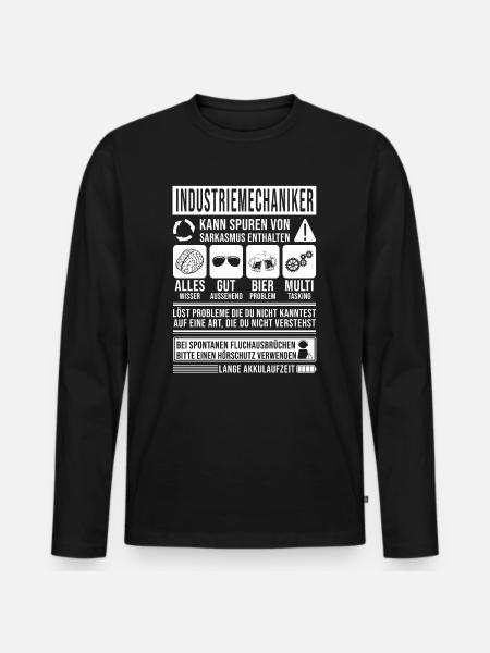 Industriemechaniker Spruch lustig - Männer Premium Bio Langarmshirt - Schwarz