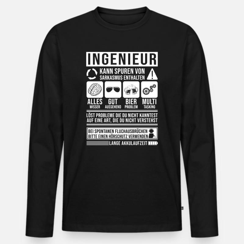 Ingenieur Spruch lustig - Männer Premium Bio Langarmshirt - Schwarz