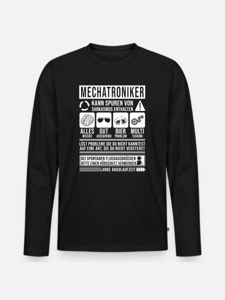 Mechatroniker Spruch lustig - Männer Premium Bio Langarmshirt - Schwarz