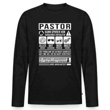Pastor Spruch lustig - Männer Premium Bio Langarmshirt - Schwarz - Vorne - Nico (187cm)
