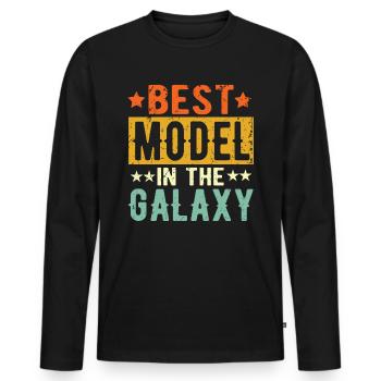 Meilleur modèle de cadeau de modèle - T-shirt manches longues Premium bio Homme - noir - Devant - Nico (187cm)