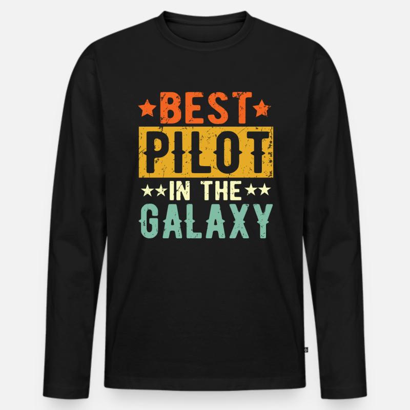 Best Pilot ever Pilot Geschenk - Männer Premium Bio Langarmshirt - Schwarz